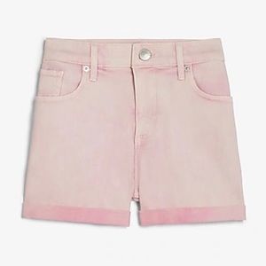 Midi Convertible Hem Pink Denim Shorts by Express
